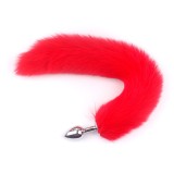 Dop Anal Small cu Coada Lunga Long Tail Plug, Rosu, Passion Labs, Mystery