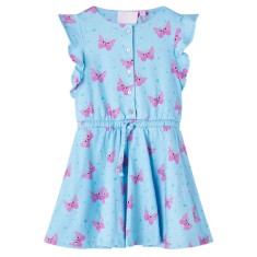 Rochie de copii cu nasturi fără m&acirc;neci, albastru 104