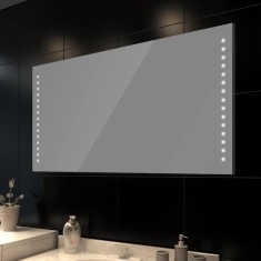 Oglindă de baie de perete, cu lumini LED, 100 x 60 cm (L x &icirc;)