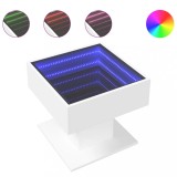 Cumpara ieftin Masuta de cafea cu LED, alb, 50x50x45 cm, lemn prelucrat