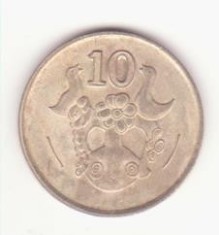 Cipru 10 cen?i 1988-KM#?56.2, Schon#?56 foto