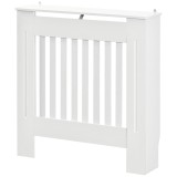 HOMCOM Mască pentru Calorifer din Lemn cu Lamele Verticale și Raft Superior, 78x19x81 cm, Alb | Aosom Romania