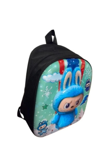 Rucsac Labubu pentru copii cu figurină 3D și un compartiment, albastru