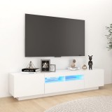 Comodă TV cu lumini LED, alb, 180x35x40 cm