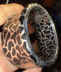 ANGELIQUE de PARIS, BRATARA ARGINT 925/ BRATARA TIP MANSETA MODEL,,GIRAFFE&quot; CU EMAIL/ VEZI POZELE