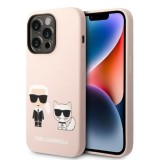 Husa Karl Lagerfeld iPhone 14 Pro Max Silicone MagSafe, Karl&amp;Choupette, roz, KLHMP14XSSKCI