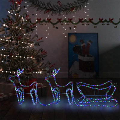vidaXL Decorațiune de Crăciun cu reni și sanie, 576 LED-uri, exterior foto