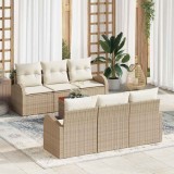 vidaXL Set de canapele pentru grădină 7 pcs Bej și alb