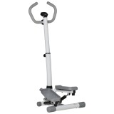 HOMCOM Stepper cu Monitor LCD, Maner Reglabil și Elastice, din Oțel și ABS, Alb și Gri | Aosom Romania