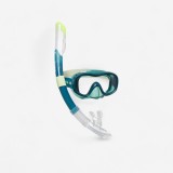Set Snorkeling Mască Tub 100 Drytop Verde Adulți