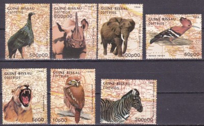 Guineea Bissau 1988 fauna MI 982-988i MNH ww81 foto