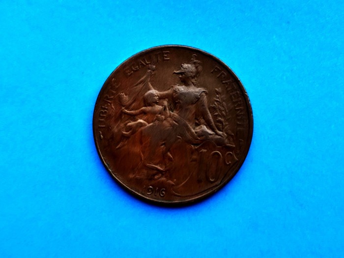 10 Centimes 1916-(Madrid) Franta-circulat..
