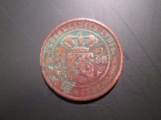 Indiile Olandeze de Est _ 2 1/2 cents _ moneda rara din cupru foto