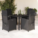 vidaXL Set mobilier de grădină cu perne, 5 piese, negru, poliratan 3212205