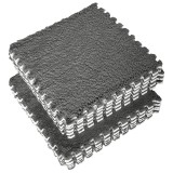 Set 10 piese covor tip puzzle, flippy, spuma eva, pufos, 30 x 30 x 1 cm, gri