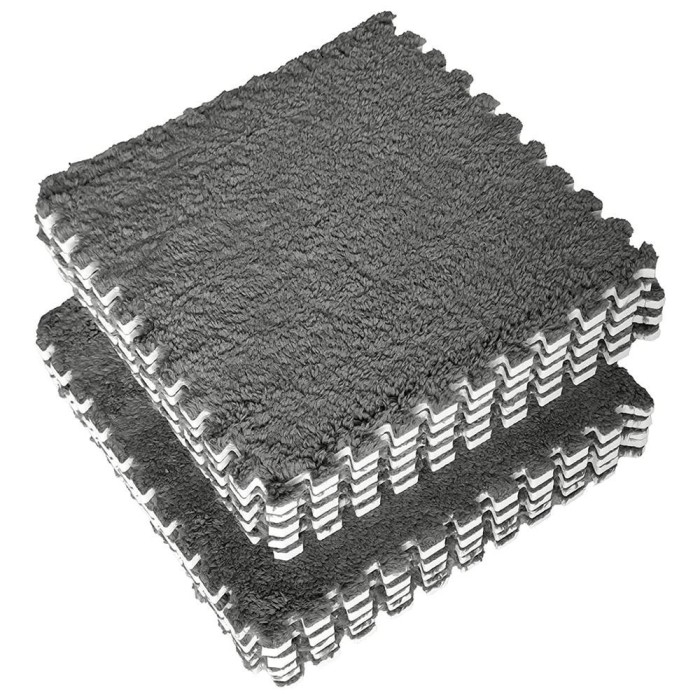 Set 10 Piese Covor tip Puzzle, Spuma EVA, Pufos, 30 x 30 x 1 cm, Gri