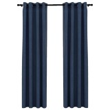 Cumpara ieftin Perdele opace aspect panza cu ocheti 2 buc albastru 140x245 cm