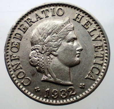 1.585 ELVETIA 5 RAPPEN 1932 B NICHEL foto