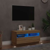 Comodă TV cu lumini LED, stejar Sonoma, 80x35x40 cm