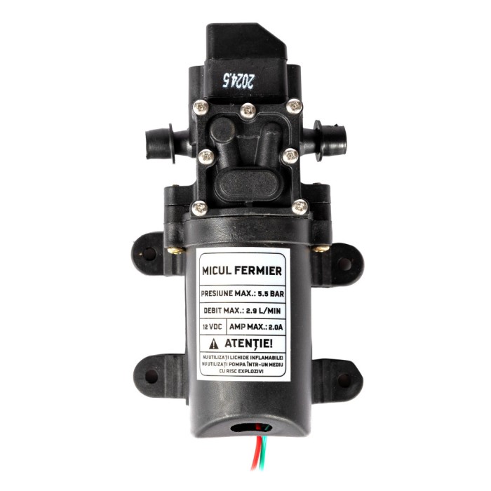 Pompa de apa cu presostat, 12 V, 2.2 Ah, 5.5 bar, pentru rulote, bucatarii mobile, pompe de stropit, autoamorsare