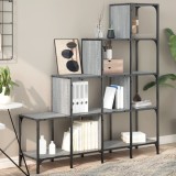 Cumpara ieftin Bibliotecă, gri sonoma, 122x30x132 cm, lemn prelucrat/metal
