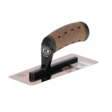 Gletiera inox, venetiana, trapezoidala, 24x11x9 cm x 0.65 mm, maner piele Alcantara, Olejnik GartenVIP DiyLine