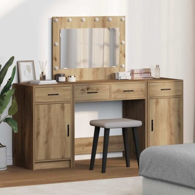 vidaXL Masă de Machiaj cu ușă 3 pcs Maro 40 x 41 x 75 cm Lemn compozit 3334253 foto