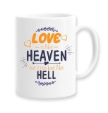 Cana alba personalizata &quot;love is like heaven but it can hurt like hell&quot;, INOVATIX&reg;. 330ml, Oem