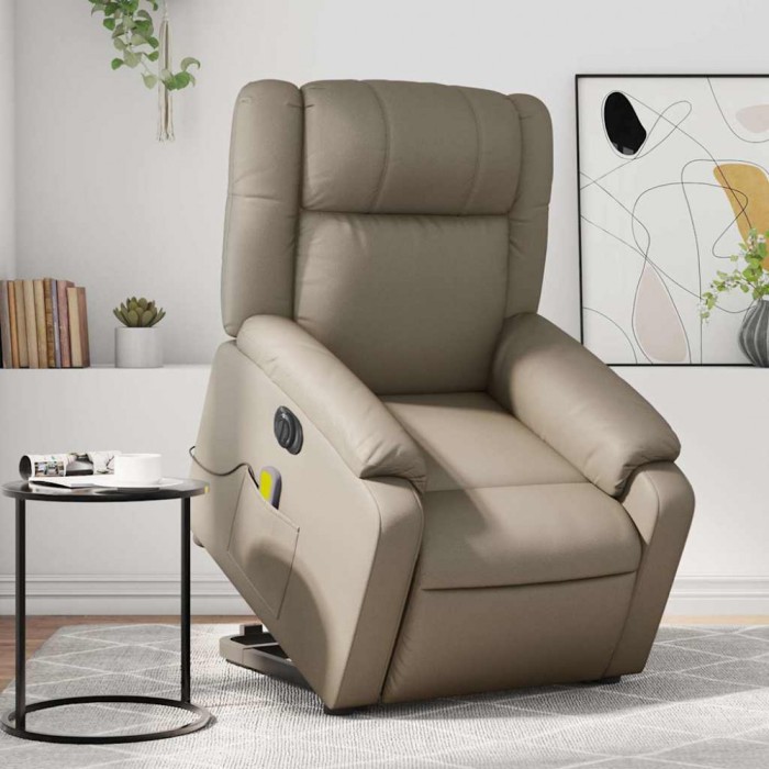 vidaXL Fotoliu electric masaj rabatabil cu ridicare, cappuccino