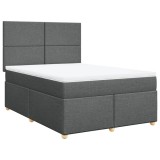 Cumpara ieftin Pat box spring cu saltea, gri inchis, 140x200 cm, textil