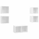 Cumpara ieftin Set de dulapuri TV, 5 piese, alb, lemn prelucrat