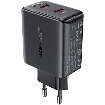Incarcator Retea Acefast A49, 35W, 3A, 2 x USB-C, Negru foto