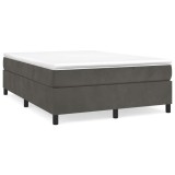 Cumpara ieftin Cadru de pat cu arcuri, gri inchis, 140x200 cm, catifea