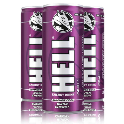 Bax 24 Energizante Hell Energy Drink Summer Cool Black Cherry, 250 ml, Bauturi Non-Alcoolice, Hell Energy Drink Energizante, Doze de Energizante Hell, foto