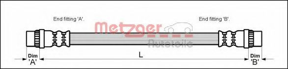 Conducta / cablu frana RENAULT MEGANE I (BA0/1) (1995 - 2004) METZGER 4114765