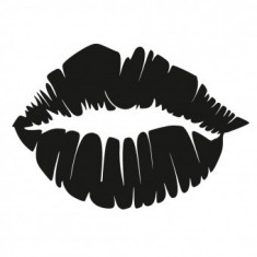 Decoratiune metalica de perete Krodesign KRO-1065 Lips Design, diametru 48 cm, negru, grosime 1.5 mm