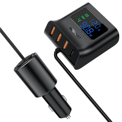 &amp;Icirc;ncărcător auto 90W USB-C/3x USB PPS PD3.0 QC3.0 AFC FCP s negru B8 Acefast foto