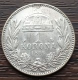 (A764) MONEDA DIN ARGINT UNGARIA - 1 KORONA 1896, FRANZ JOSEPH, MAI RARA, Europa