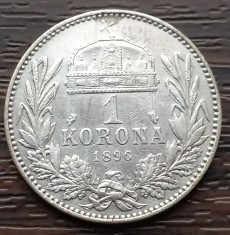 (A764) MONEDA DIN ARGINT UNGARIA - 1 KORONA 1896, FRANZ JOSEPH, MAI RARA