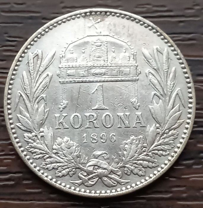 (A764) MONEDA DIN ARGINT UNGARIA - 1 KORONA 1896, FRANZ JOSEPH, MAI RARA