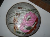 Vas alama cu decor email policrom,diam.18cm.,picior rotund