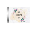 Set Album foto / GuestBook pentru nunta, flowers multicolor, A4 landscape, pix si dubluadeziv inclus, 3 piese, accesoriu nunta