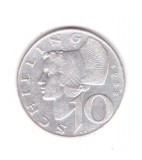 Moneda Austria 10 schilling 1958, stare buna, curata, Europa, Argint