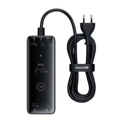Statie de Incarcare GaN, 3x USB-C, USB, DC, 240W, 1m - Baseus (P10163901113-00) - Black foto