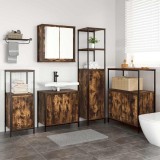 Cumpara ieftin Set de mobilier pentru baie 5 buc. Stejar afumat si negru