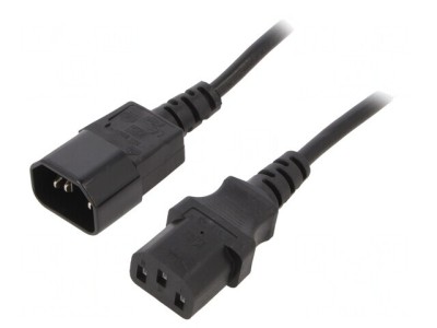 Cablu Alimentare IEC C13-C14 1.8m Negru 6A foto