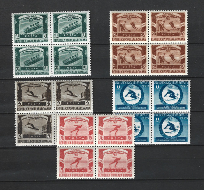 ROMANIA 1951 - JOCURILE MONDIALE UNIVERSITARE DE IARNA, BLOCURI, MNH - LP 275