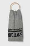 Pepe Jeans fular femei, culoarea gri, modelator