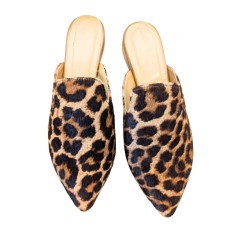 Saboti dama din piele de ponei cu imprimeu animal print Sole