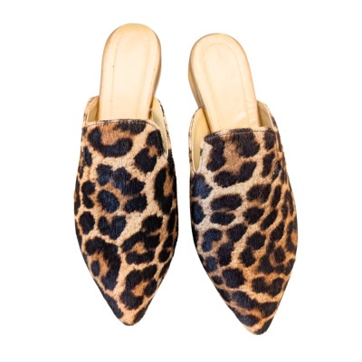 Saboti dama din piele de ponei cu imprimeu animal print Sole foto